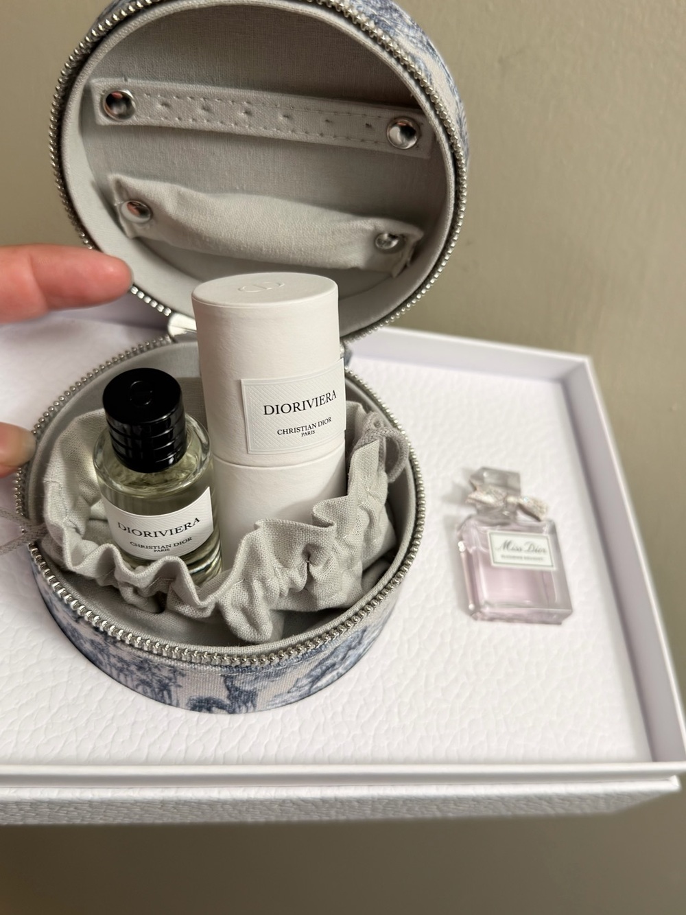 Dior Dioriviera Mini Fragrance Set in Light Blue and Cream Travel Case